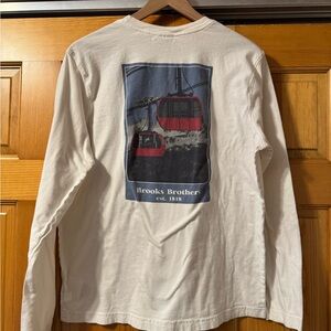 Brooks Brothers White Long Sleeve Tee with Graphic